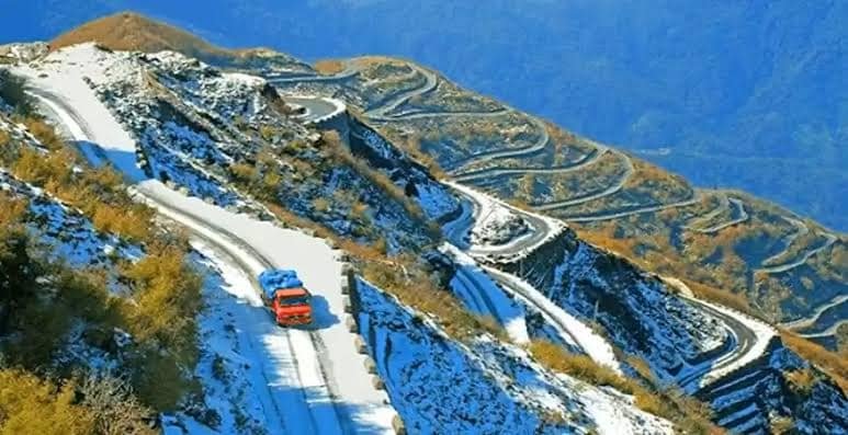 Sikkim mountain road and landscape